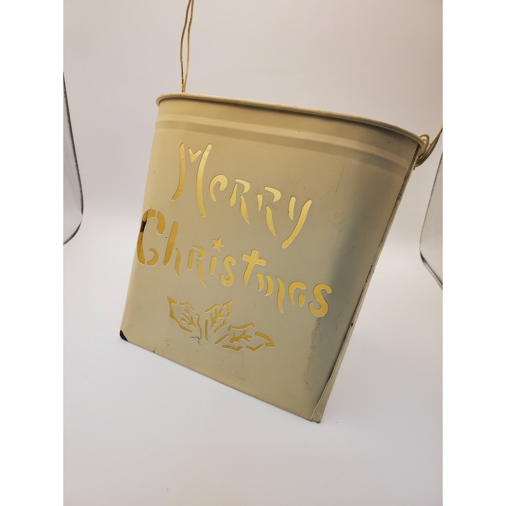 Rustic Farmhouse "Merry Christmas" Wall Pail with Die-Cut Lettering